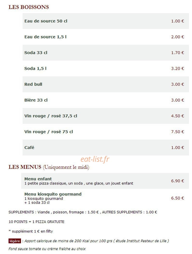 Le Kiosque à Pizzas — carte page 5