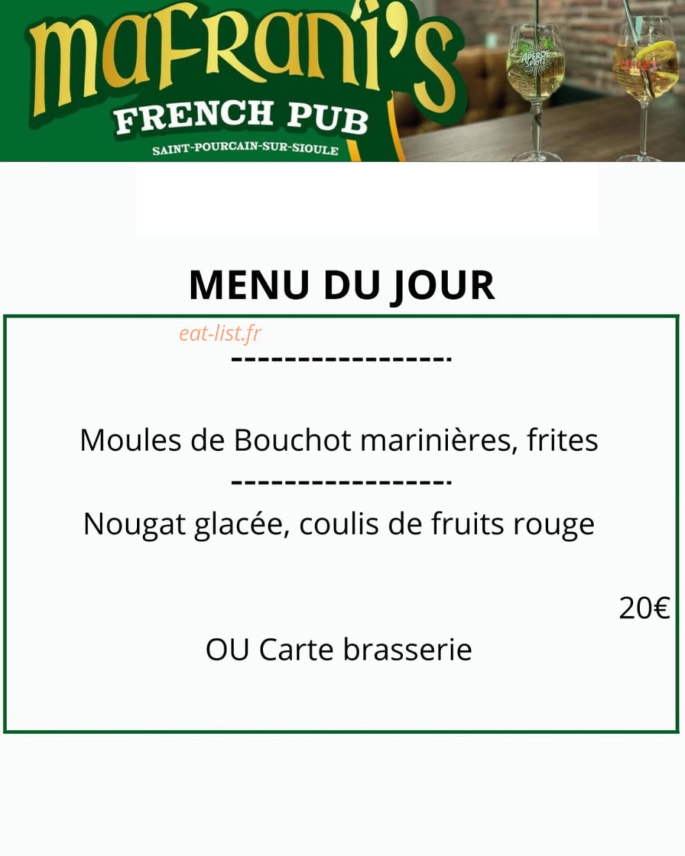 Le Mafrani's — carte page 1