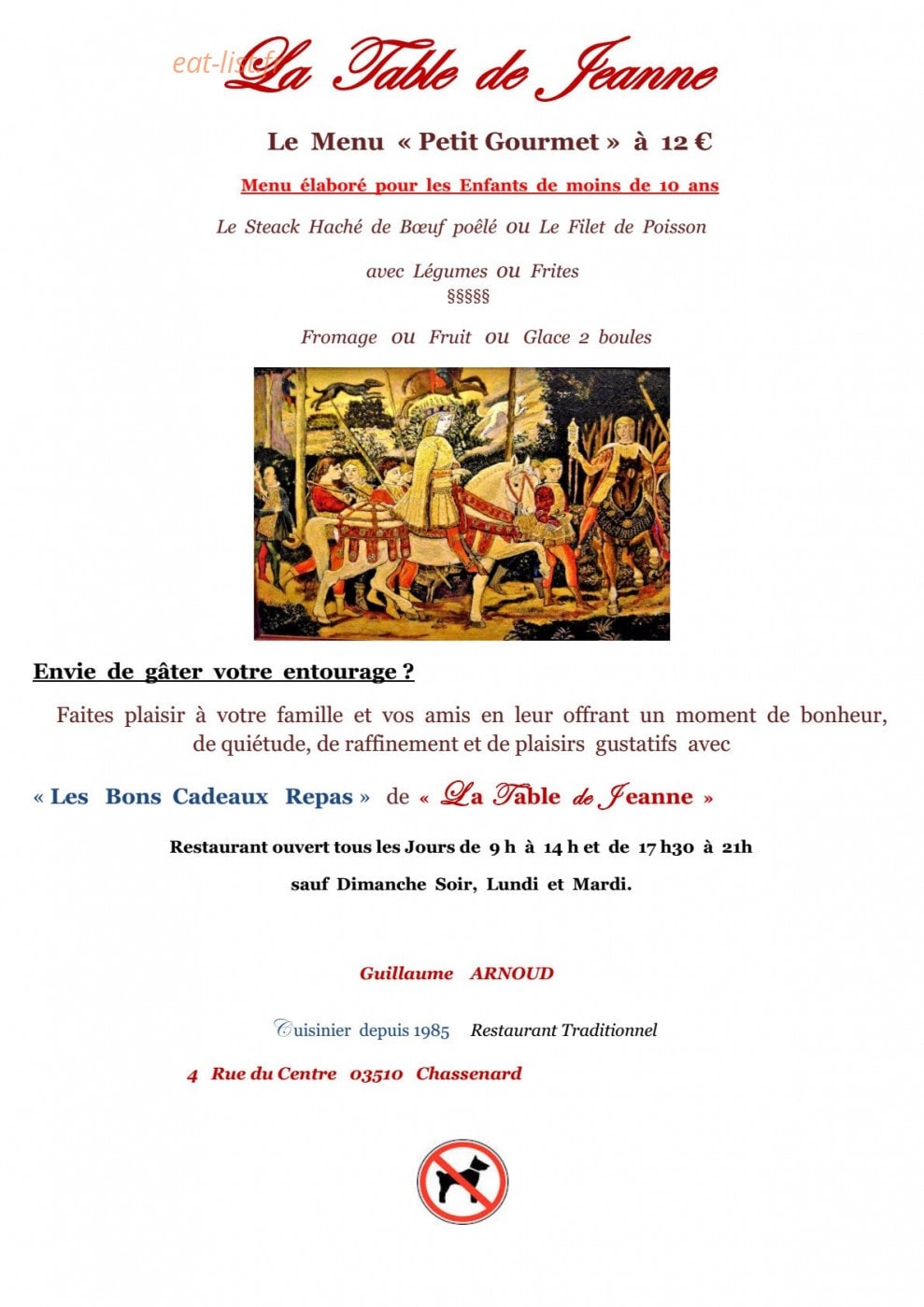 La Table de Jeanne — carte page 4
