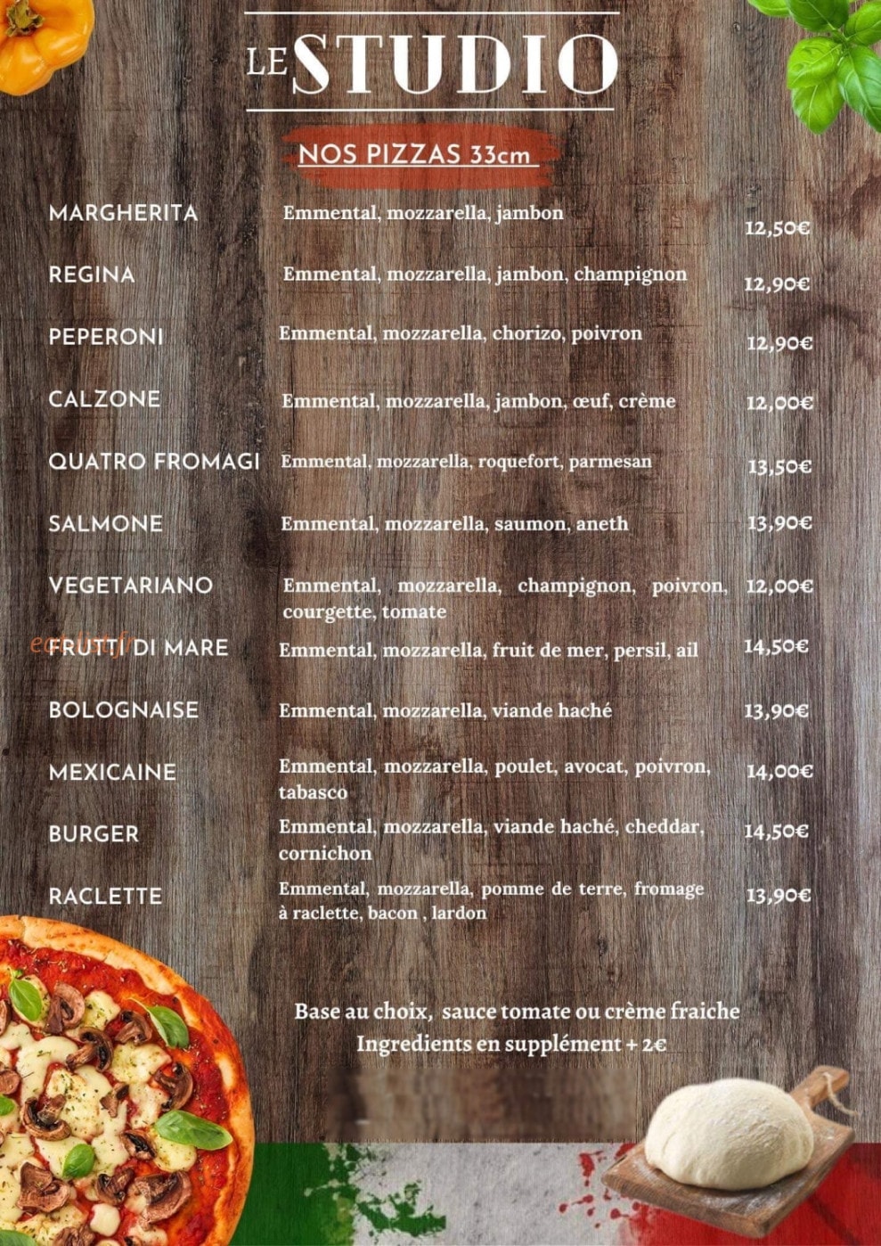 Le Studio Pizz — carte page 2