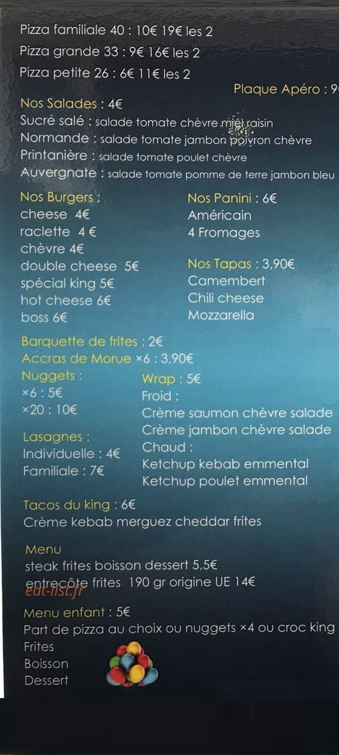 King'pizz — carte page 2