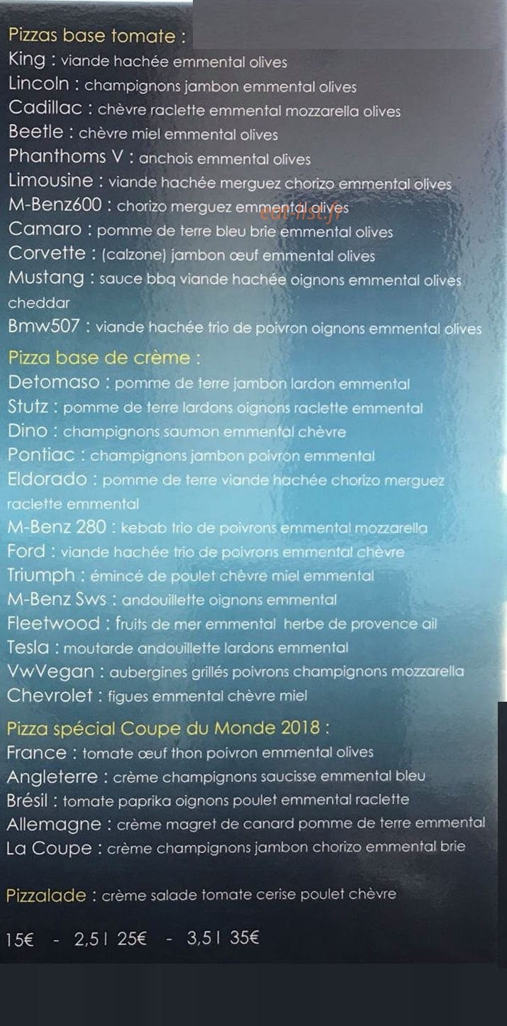 King'pizz — carte page 1