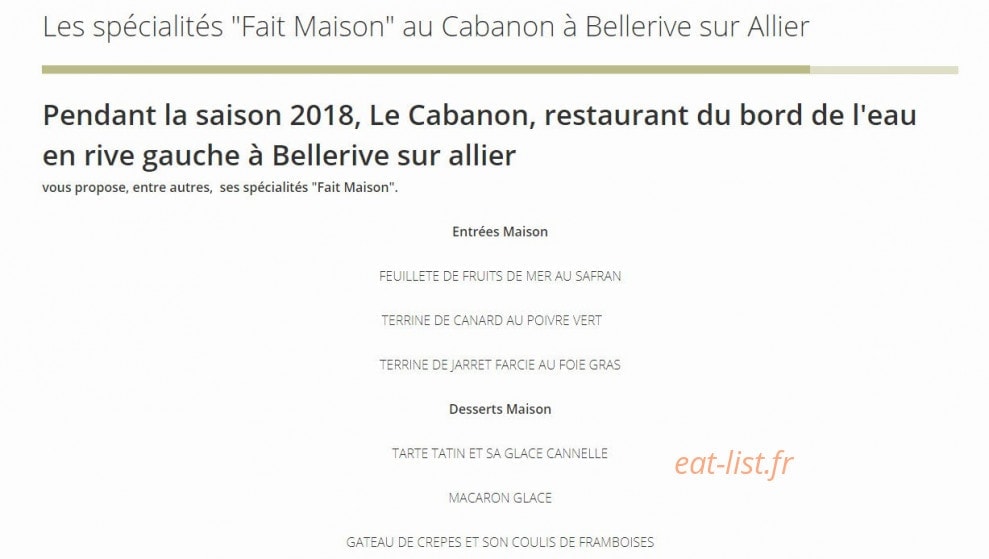 Le Cabanon — carte page 8