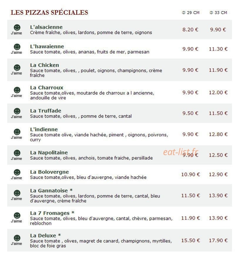 Le Kiosque à Pizzas — carte page 3