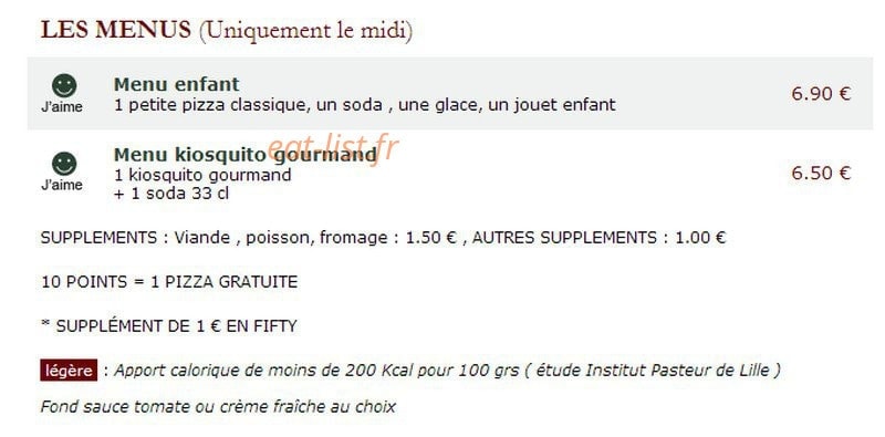 Le Kiosque à Pizzas — carte page 6