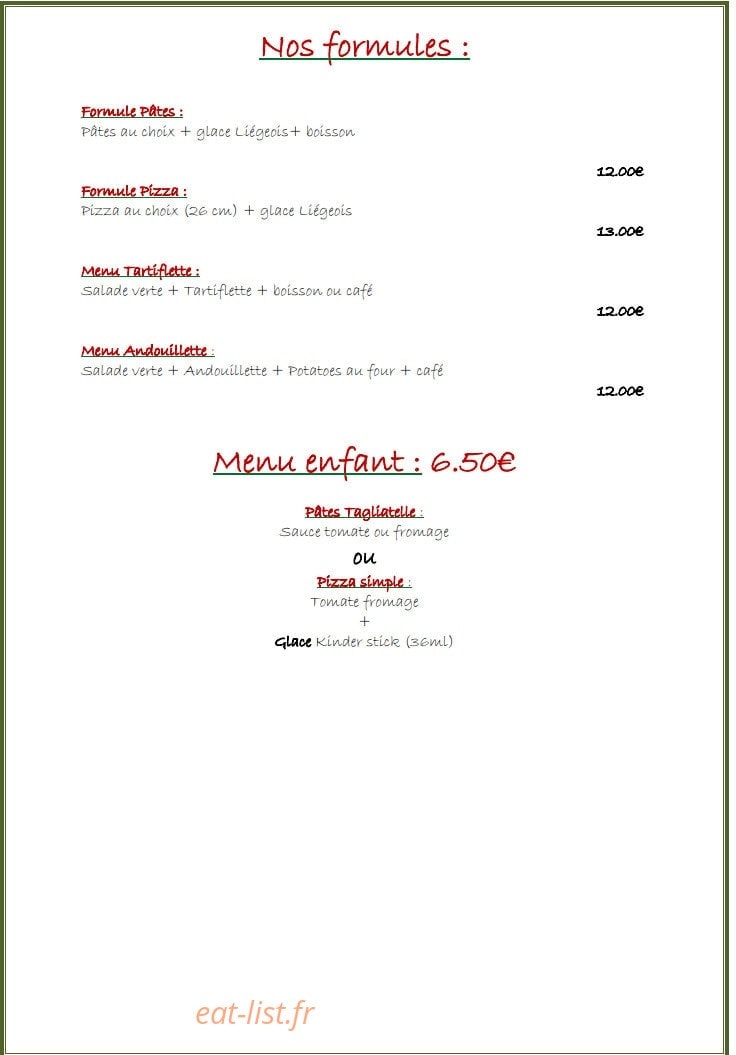 Pizza Xhaflaire — carte page 1