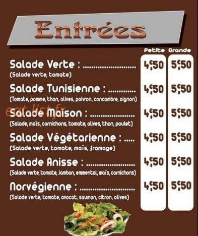 Restaurant Anisse — carte page 2