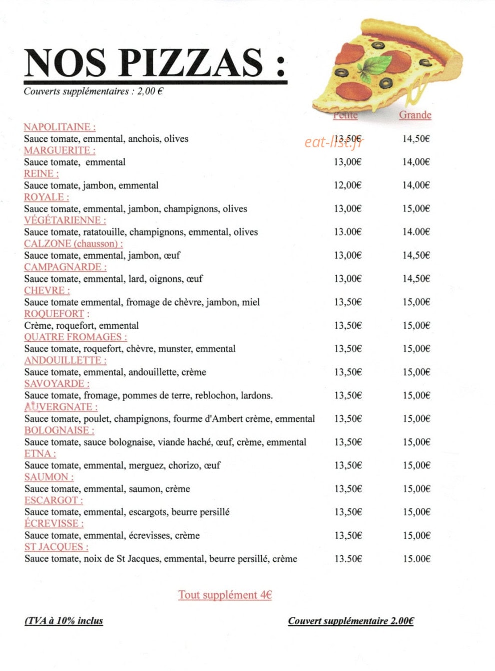 Chez Sandrine — carte page 1