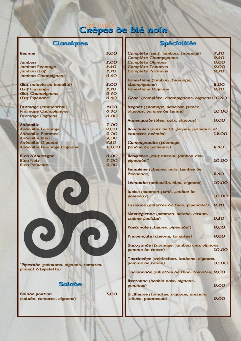 Creperie Les Boucaniers — carte page 1