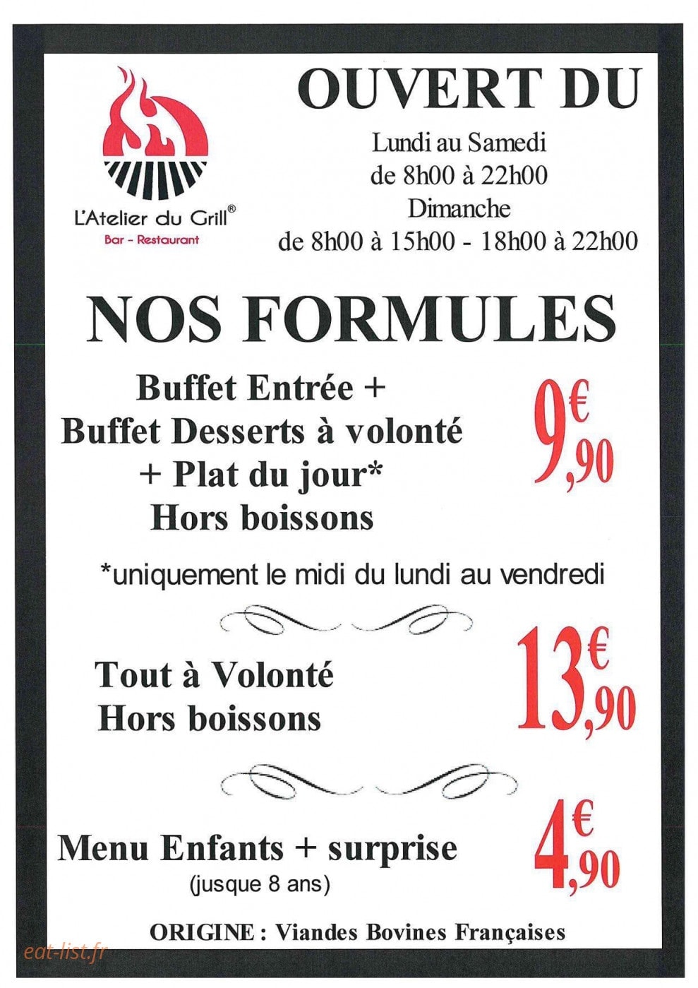 L'Atelier du Grill — carte page 1
