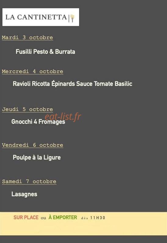 La Cantinetta — carte page 1