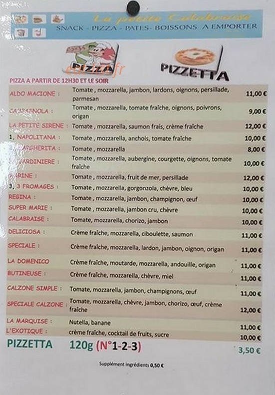 La petite Calabraise — carte page 3