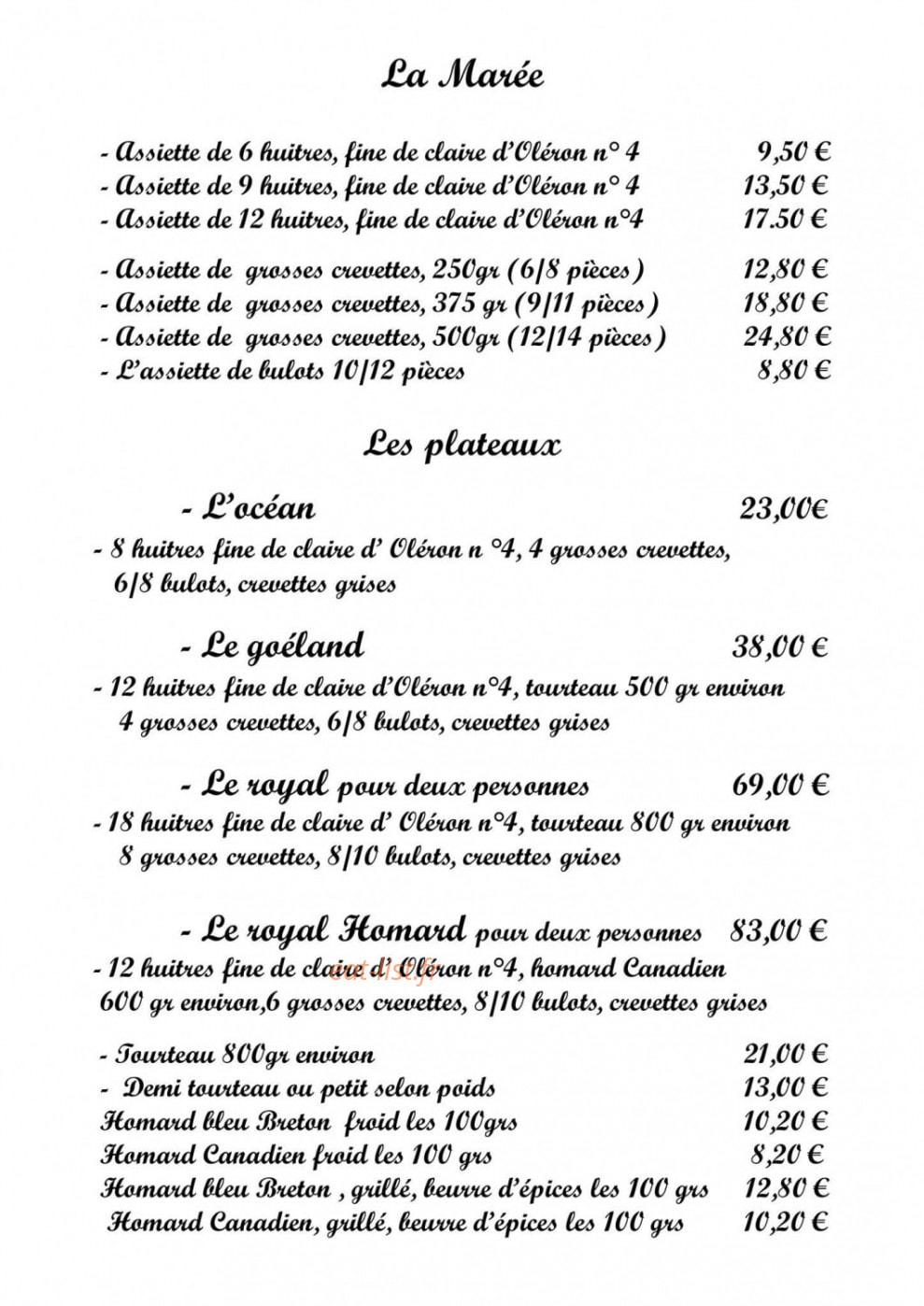 La table du chef — carte page 4