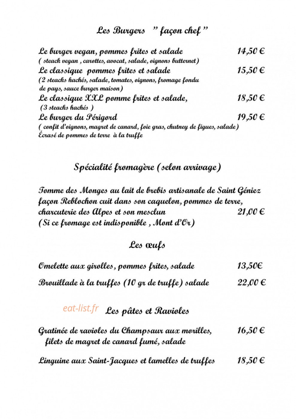 La table du chef — carte page 5