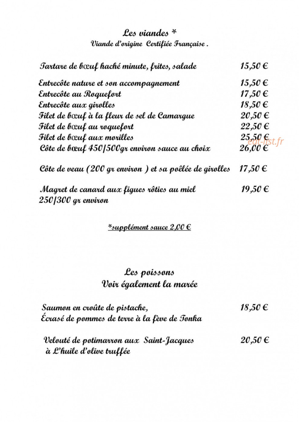 La table du chef — carte page 6