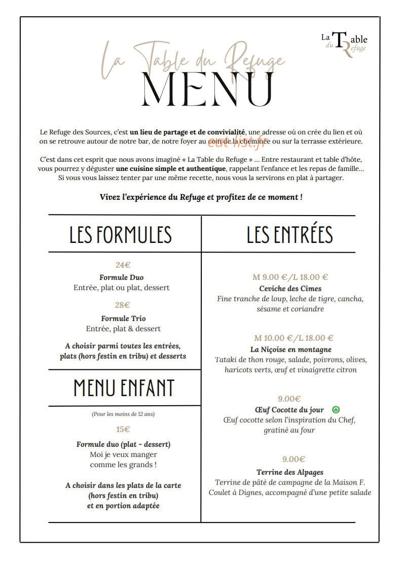 La Table du Refuge — carte page 2