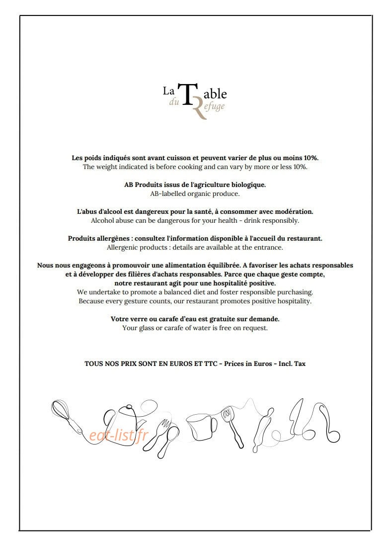 La Table du Refuge — carte page 7