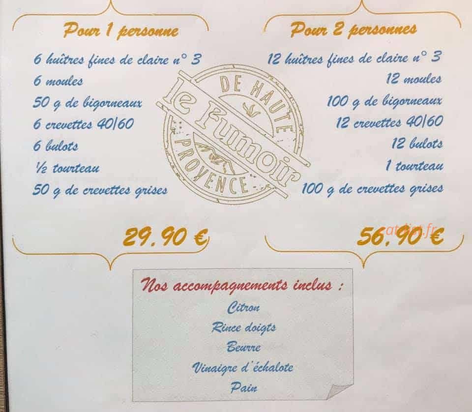 Le Fumoir de Haute Provence — carte page 1