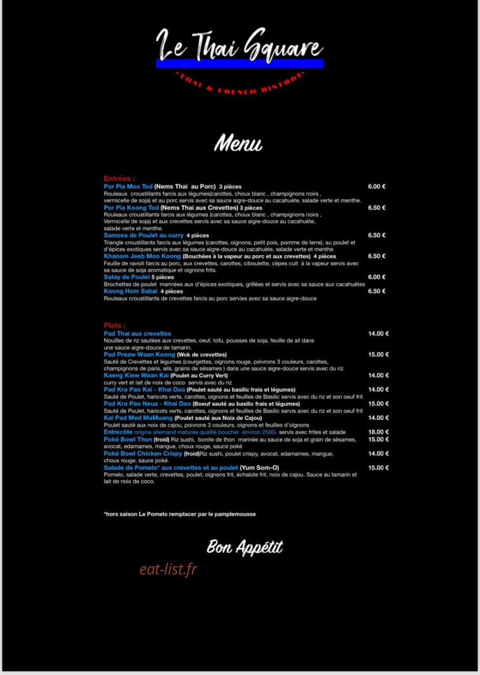 Le Thai Square — carte page 1