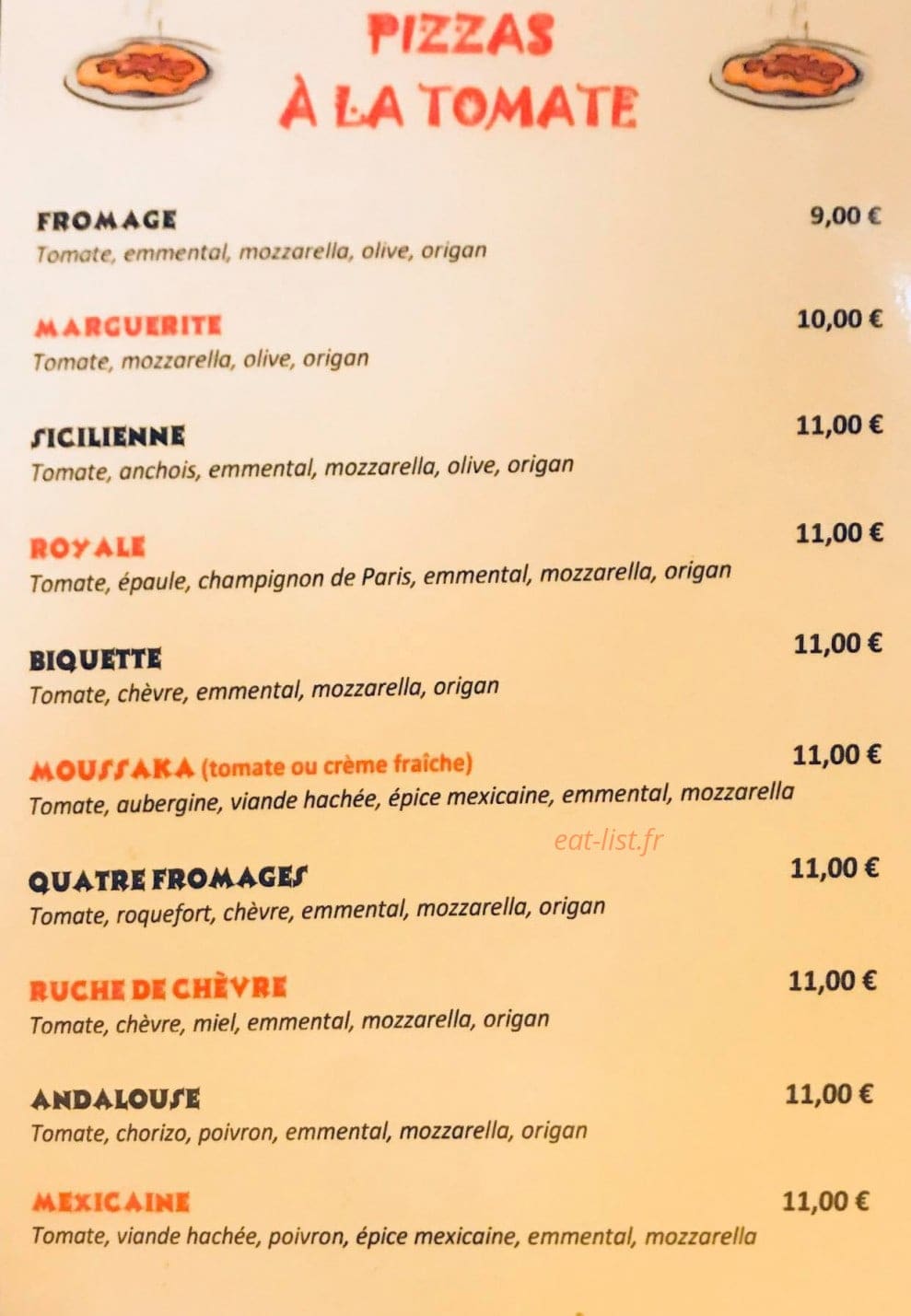 Pizza Go — carte page 1