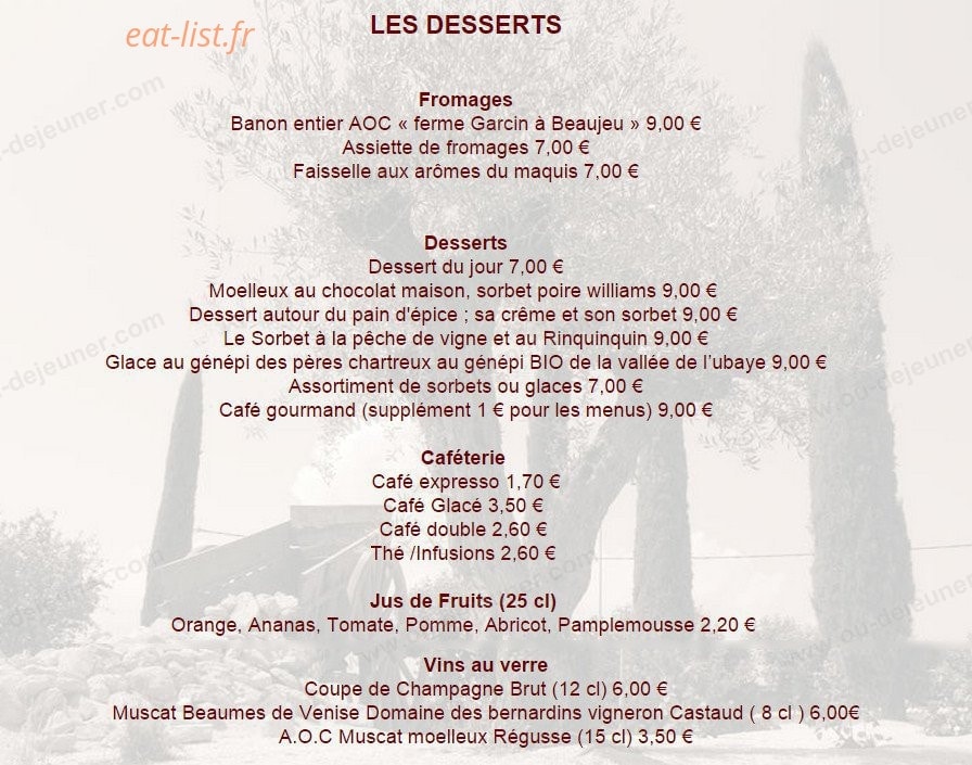 Restaurant L'Olivier — carte page 3