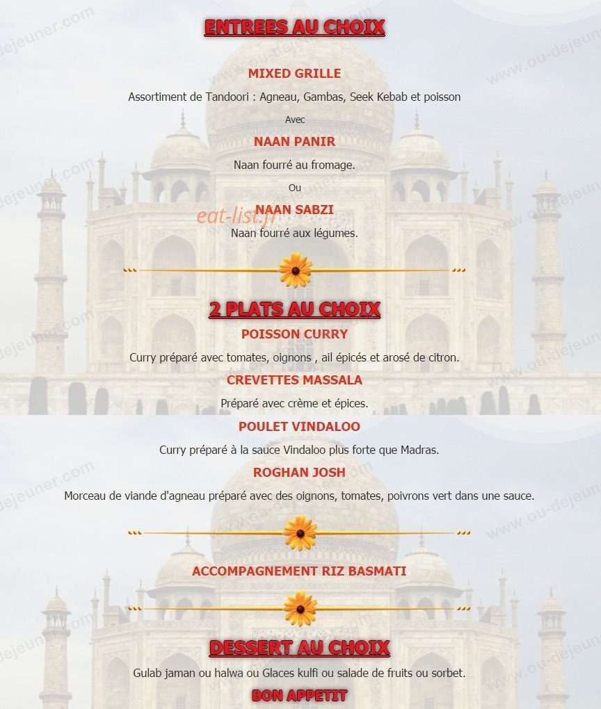 Restaurant Taj — carte page 5