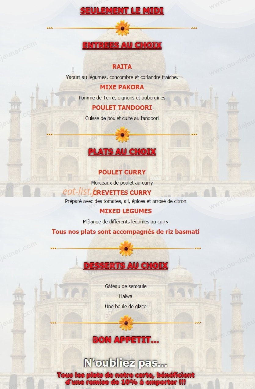 Restaurant Taj — carte page 3