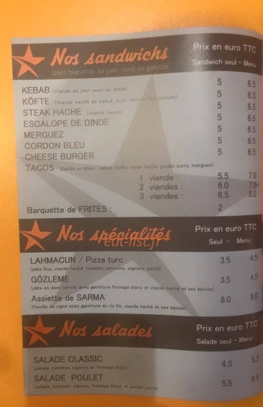 Star Kebab — carte page 2