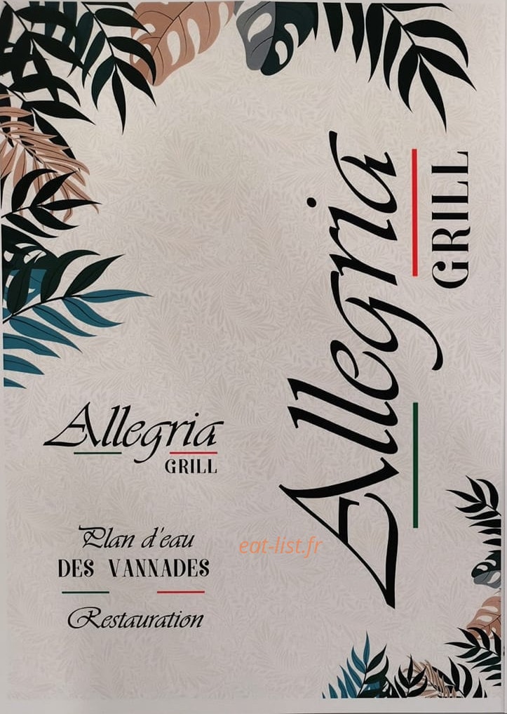 Alegria Grill — carte page 1