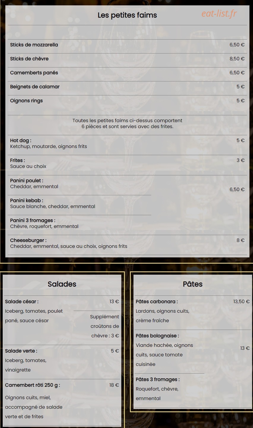 Blue Lounge — carte page 1