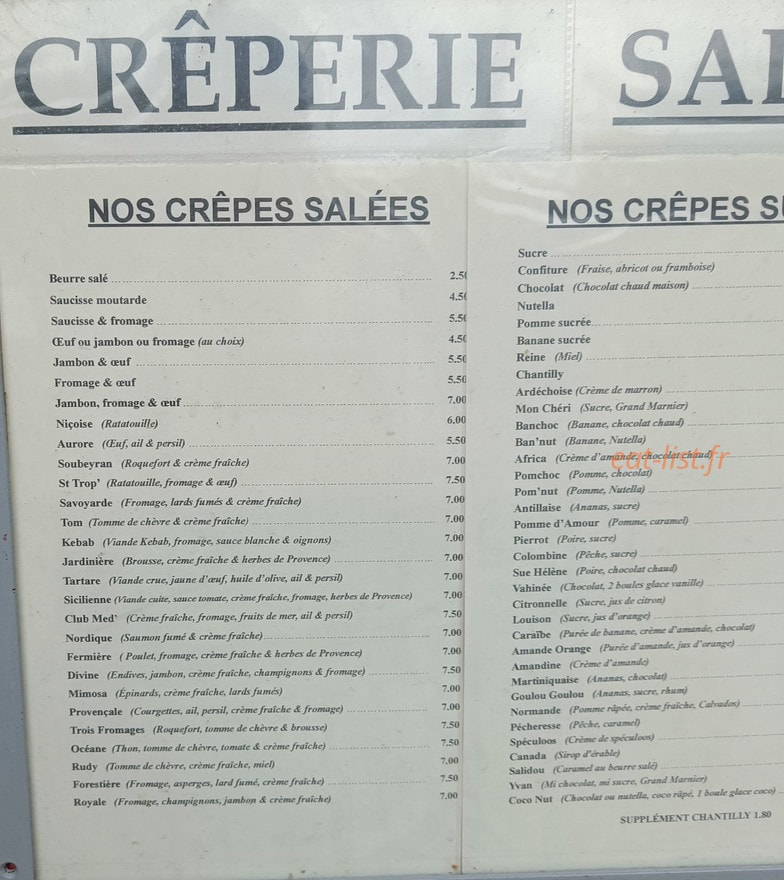 Crêperie du Soubeyran — carte page 2