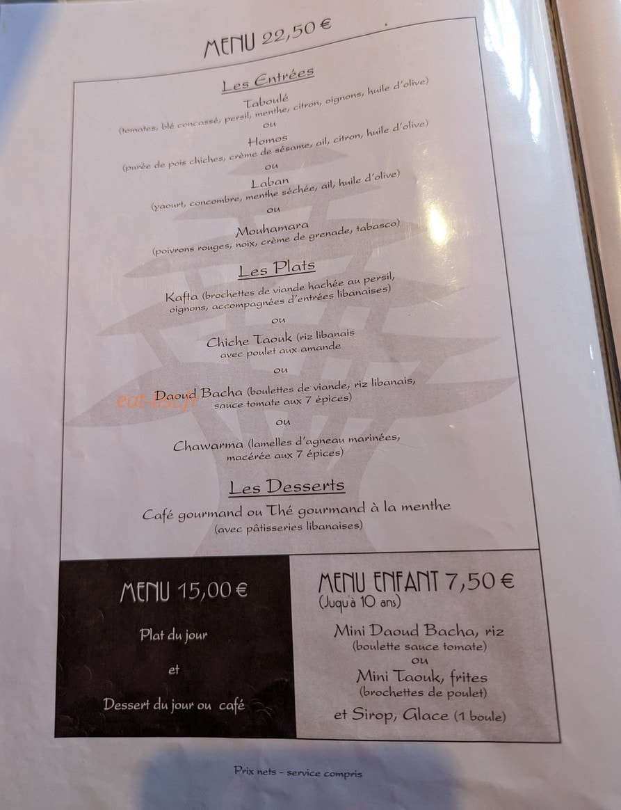 Délice Libanais — carte page 2