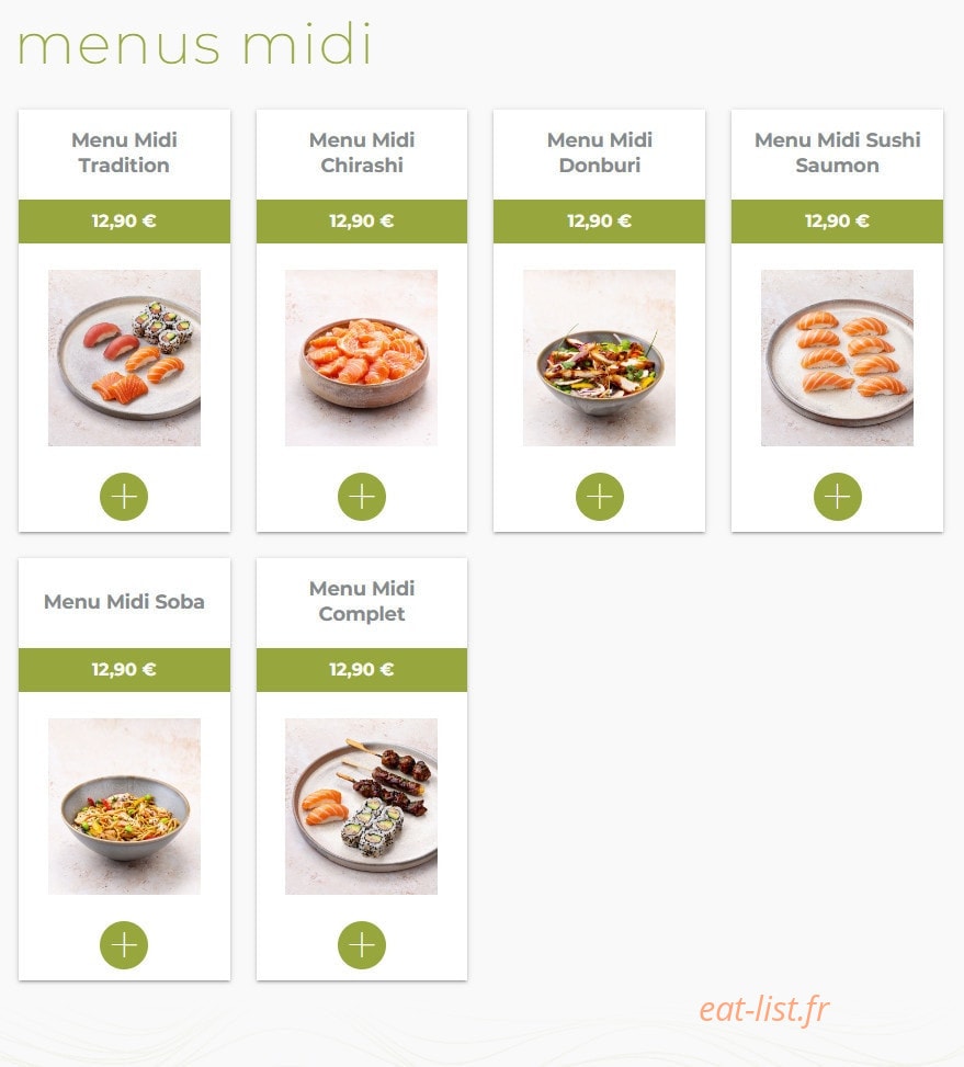 Eat sushi — carte page 1