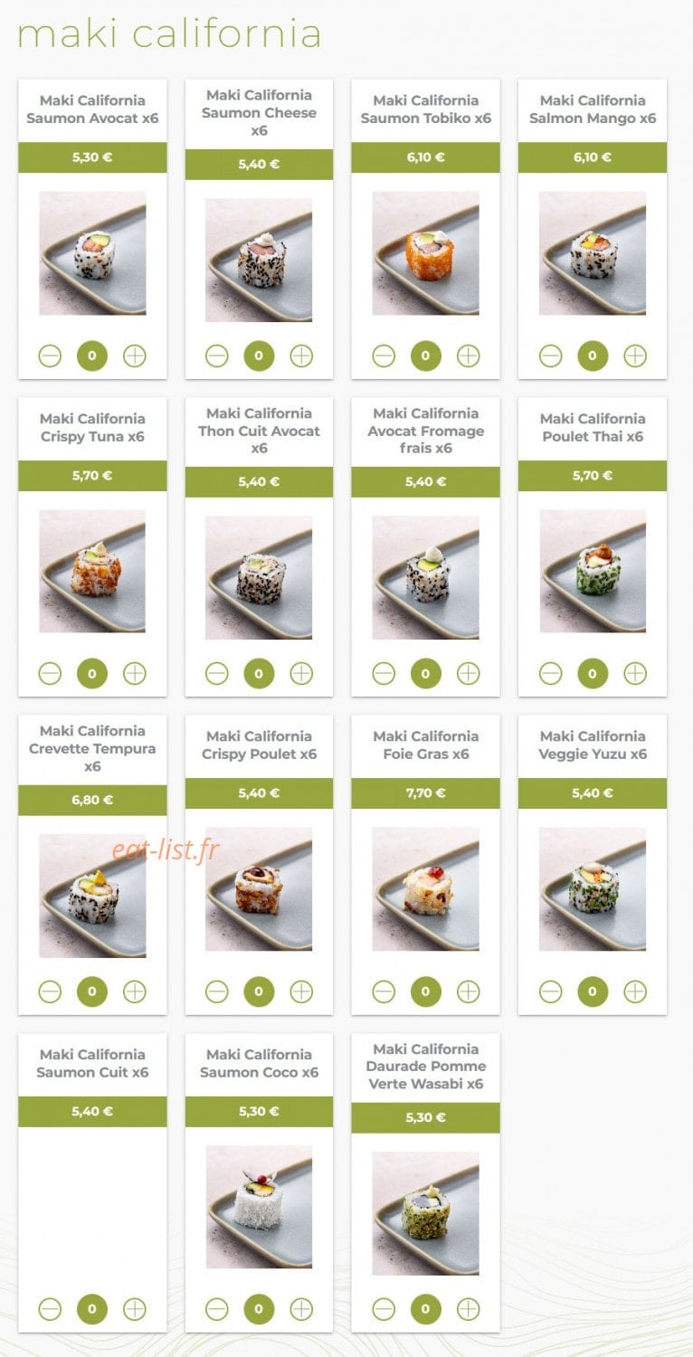 Eat sushi — carte page 9