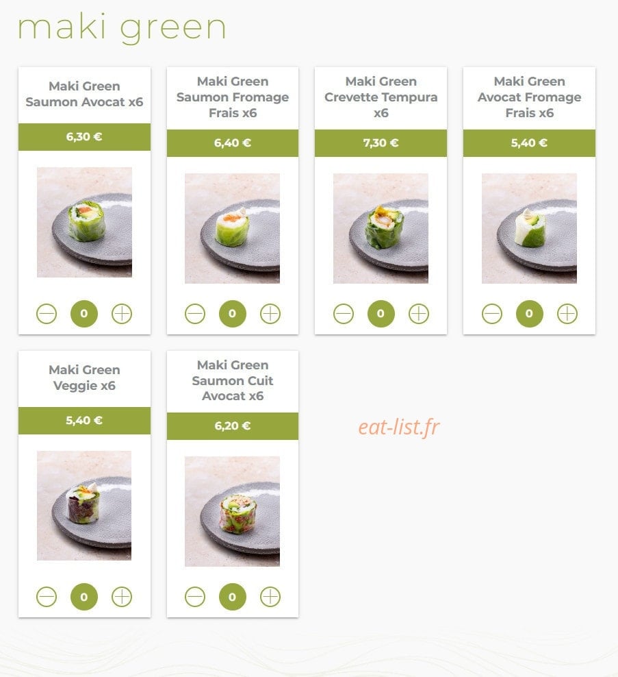 Eat sushi — carte page 10
