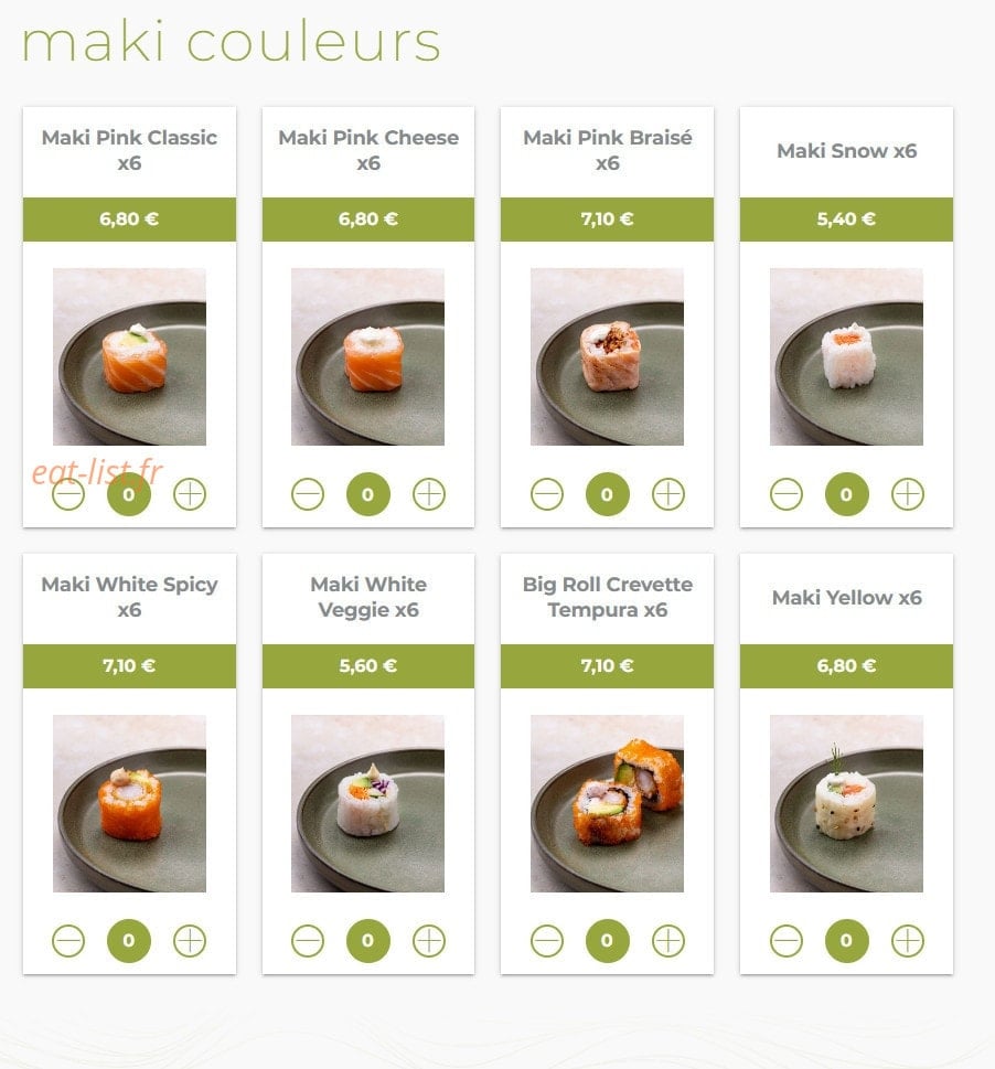 Eat sushi — carte page 13