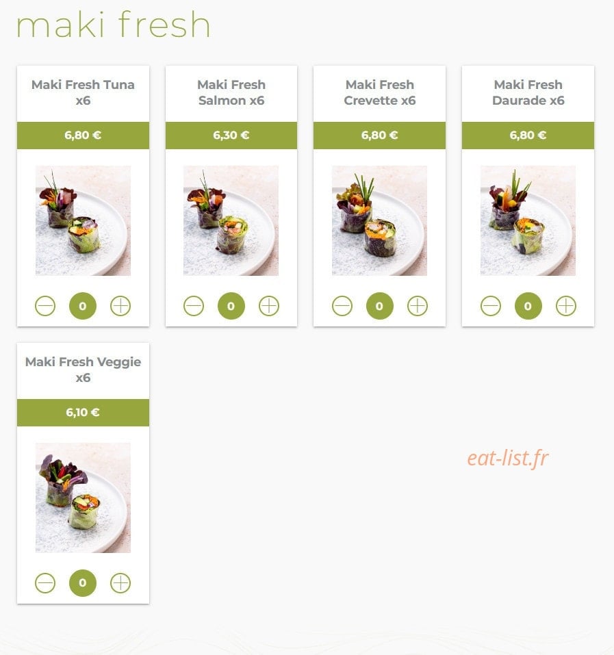 Eat sushi — carte page 11