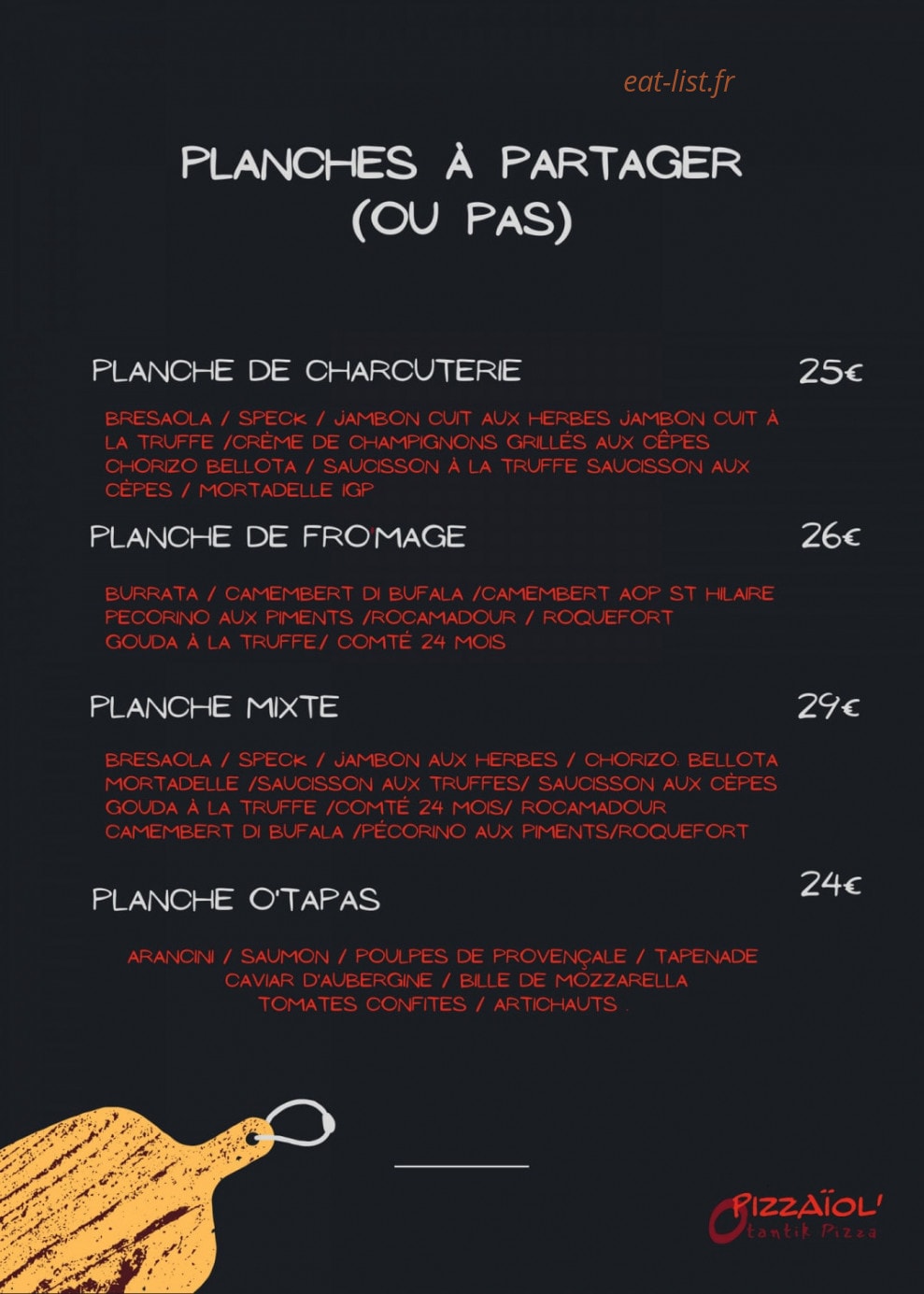 O Pizzaïol' — carte page 2