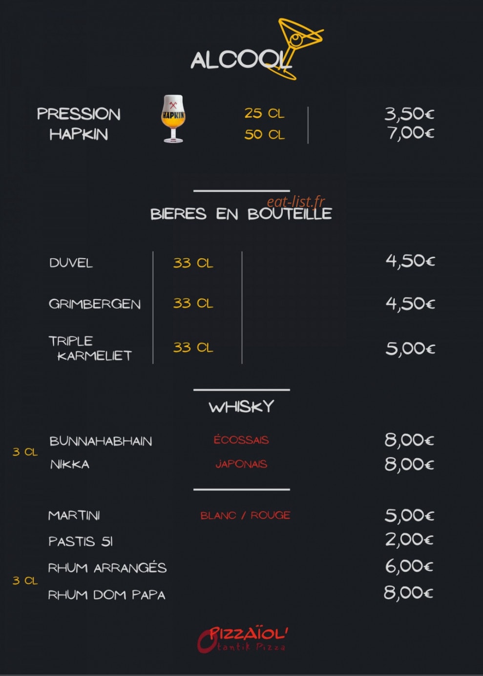 O Pizzaïol' — carte page 4
