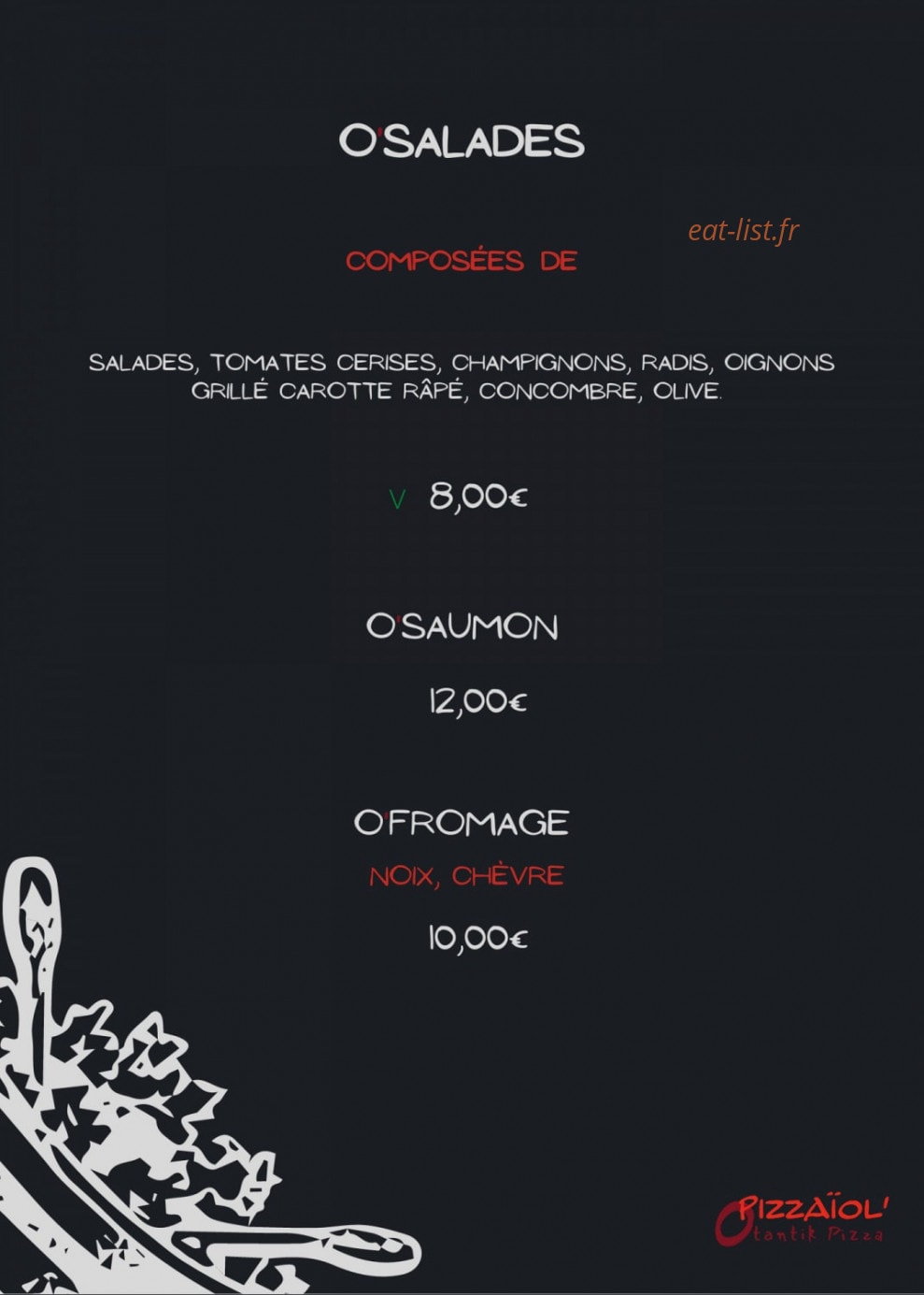O Pizzaïol' — carte page 3