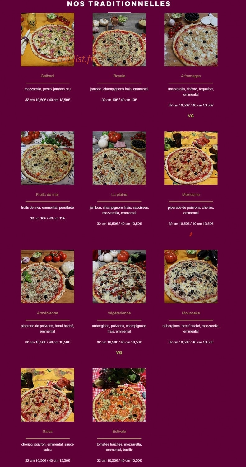 Pizza de la plaine — carte page 3