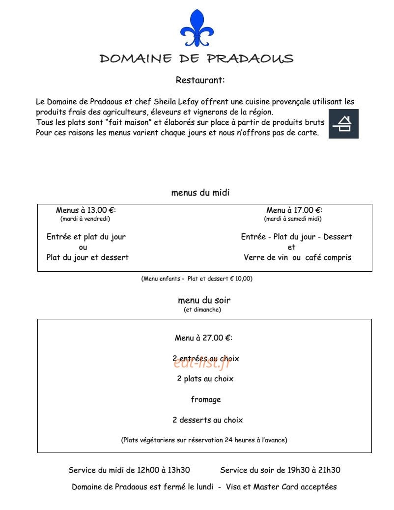Domaine de Pradaous — carte page 1