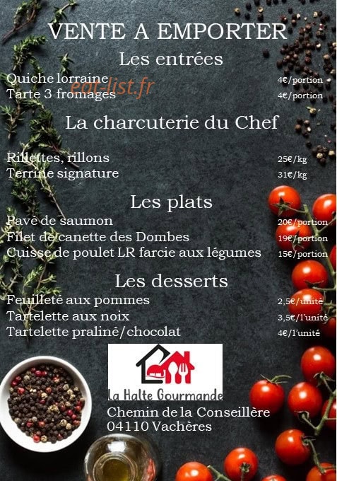 La Halte Gourmande — carte page 1