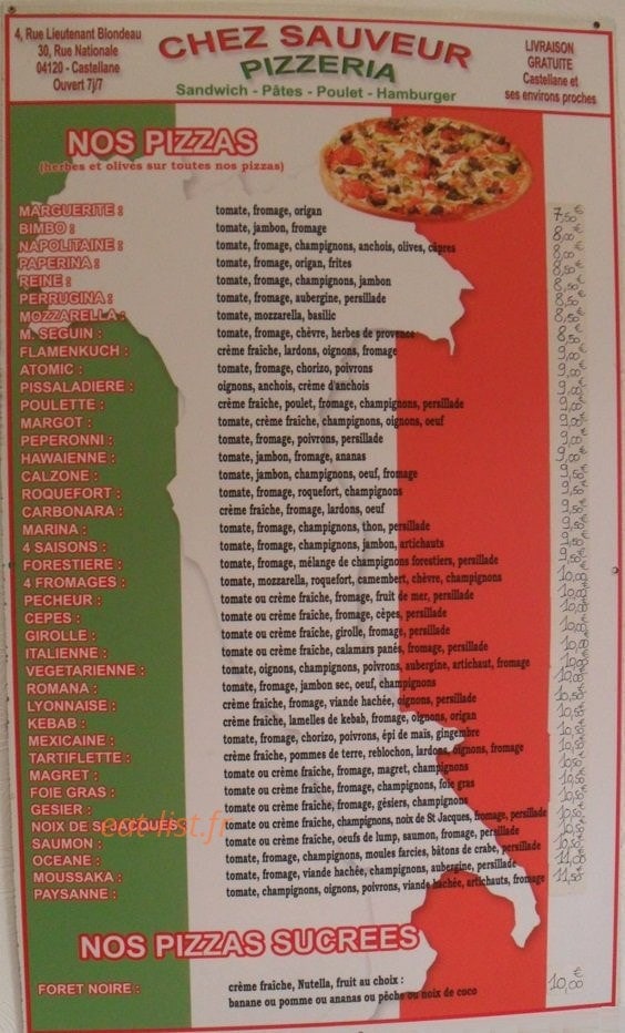 Chez Sauveur — carte page 2