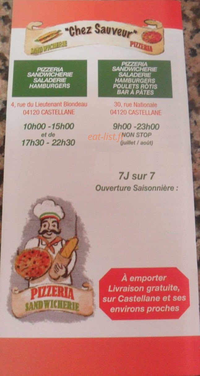 Chez Sauveur — carte page 1