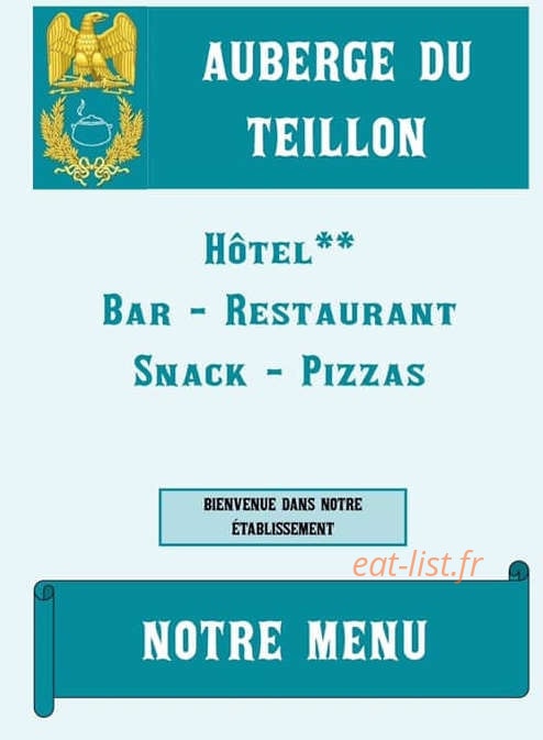 Auberge du Teillon — carte page 1