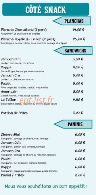 Auberge du Teillon — carte page 4