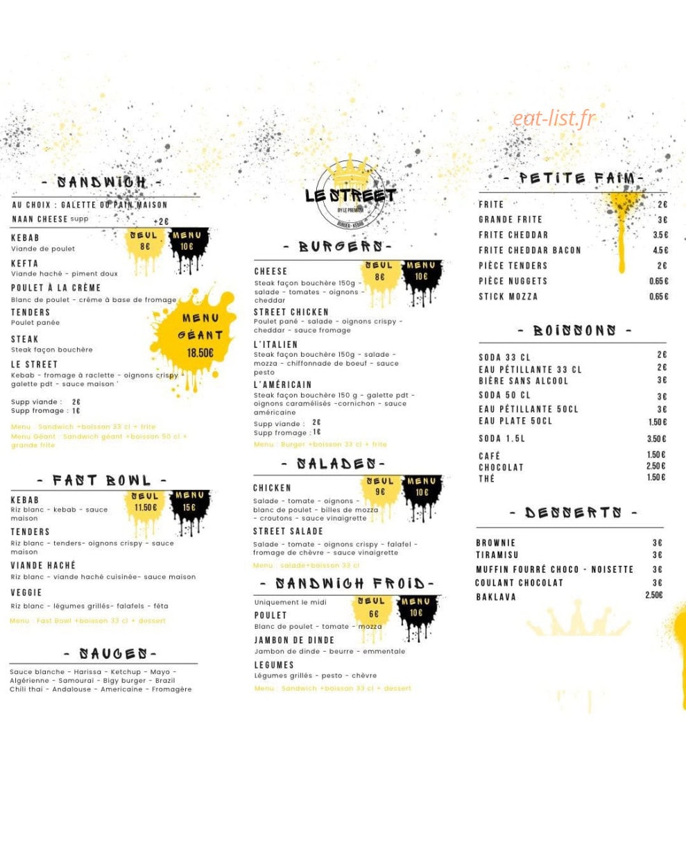 Le Street Kebab — carte page 1