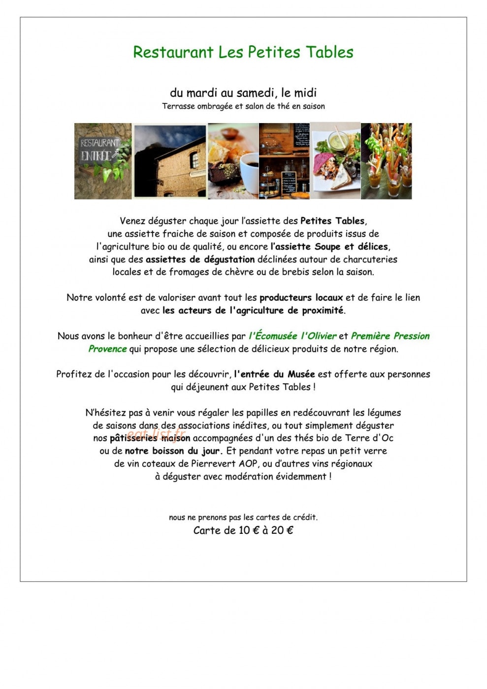 Les petites tables — carte page 1
