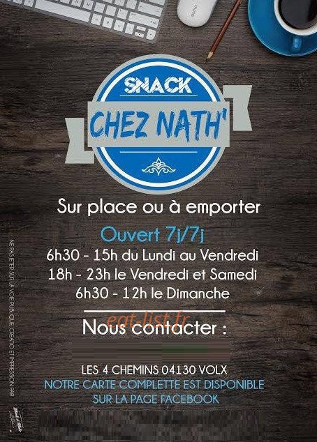 Snack chez Nath — carte page 1